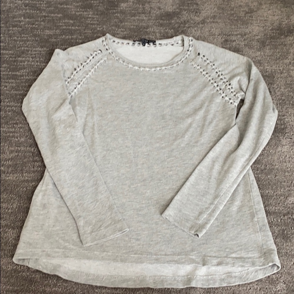 Generation Love Light Gray Lace-Trim Long Sleeve Tunic